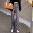 Houndstooth Wide-leg Pants Black & White - One Size