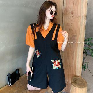 Short-sleeve Shirt / Embroidered Loose Playsuit