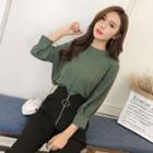 Set: 3/4-sleeve Top + Straight Fit Pants