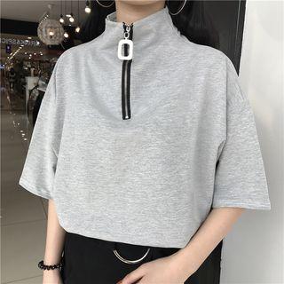 Zip Turtleneck Short-sleeve T-shirt