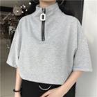 Zip Turtleneck Short-sleeve T-shirt