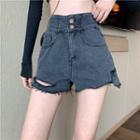 High-waist Ripped Wide Leg Shorts