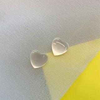 Heart Resin Earring 1 Pair - White - One Size