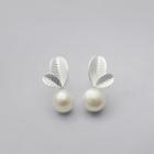 925 Sterling Silver Faux Pearl Earring 1 Pair - Silver - One Size