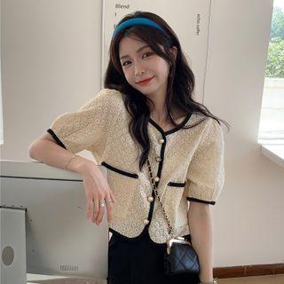Short-sleeve Two-tone Shirt + Plain Shorts