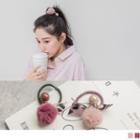 Pompom Bow Accent Hair Tie