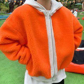 Two-tone Sherpa-fleece Zip-up Hoodie