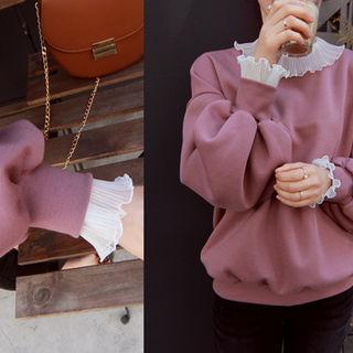 Chiffon-trim Brushed Fleece Lined Sweatshirt