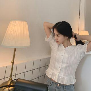 V-neck Frilled Lace Blouse Ivory - One Size