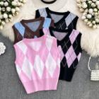 Argyle Knit Crop Vest