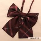 Plaid Bow Tie Jk040 - Wine Red - One Size