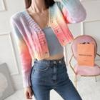Multicolor Cropped Cardigan Pink - One Size