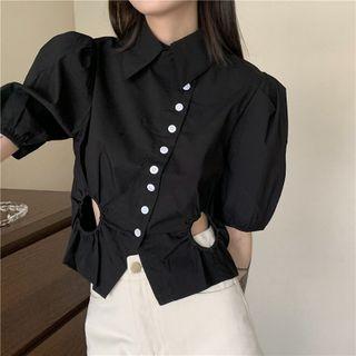 Puff-sleeve Cut-out Shirt