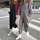 Check Long-sleeve Loose-fit Shirt / Plain Jumper Pants