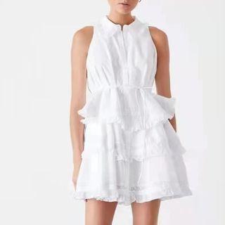 Sleeveless Lace Trim Mini Smock Dress
