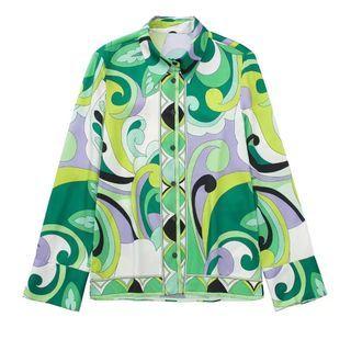 Retro Print Shirt / Mini Skirt / Set