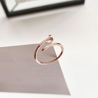 Rhinestone Open Ring Rose Gold - One Size