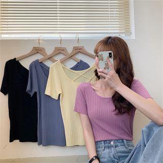 Short-sleeve Strappy Knit Top