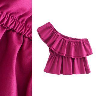 Single-shoulder Ruffled Blouse