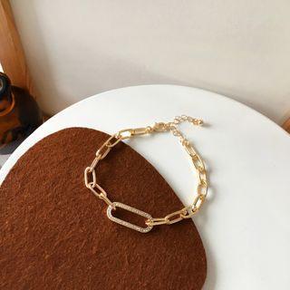 Chunky Chain Rhinestone Alloy Bracelet 1 Pc - Gold - One Size