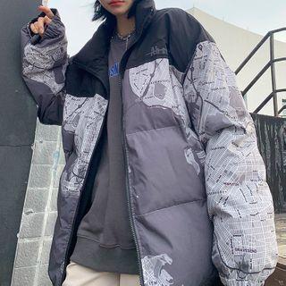 Set: Printed Padded Jacket + Belt Bag
