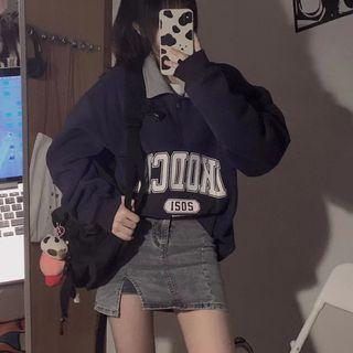 Lettering Sweatshirt / Denim Skirt