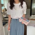 Plain Crinkled Short Sleeve Top