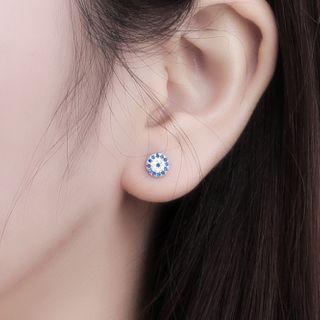 925 Sterling Silver Rhinestone Earring 1 Pair - Demon Eye Earrings - One Size