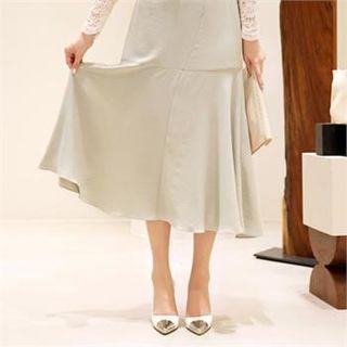 Tall Size Band-waist Ruffle-hem Skirt
