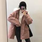 Furry Hooded Coat Pink - One Size