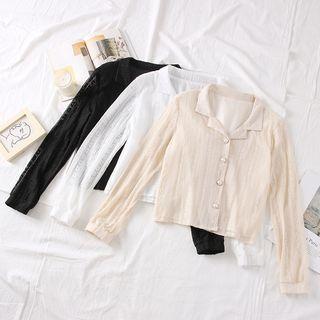 Cropped V-neck Lace Shirt