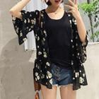 Floral Print Open Front Light Jacket