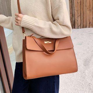 Faux-leather Flap Tote Bag