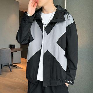 Cross Print Hooded Zip Jacket