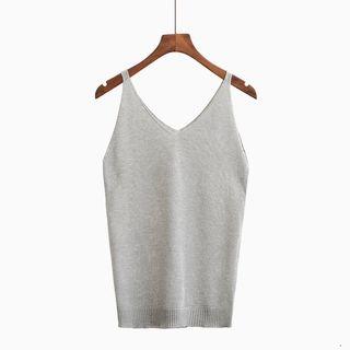Knitted V-neck Tank Top