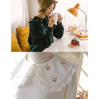 Floral Embroidered Frill Collar Sweatshirt