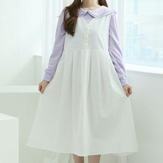 High-waist Long Pinafore Dress