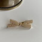 Faux Pearl Alloy Bow Hair Clip 1 Piece - White & Gold - One Size