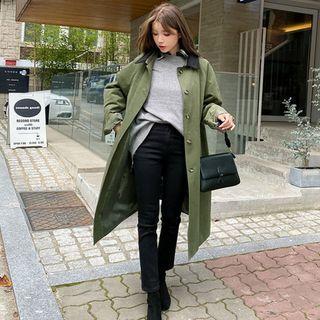 Plus Size Corduroy-collar Mac Coat