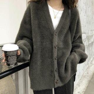 Faux Mink Wool Cardigan