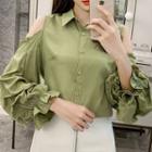 Cut-out Puff-sleeve Blouse