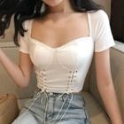 Sweetheart-neck Corset Crop Top