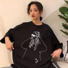 Couple Matching 3/4-sleeve Print T-shirt