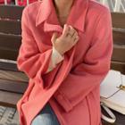 Open-front Wool Coat With Sash Pink - M