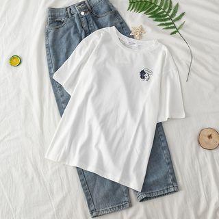 Short-sleeve Comics Printing T-shirt White T-shirt - One Size