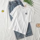 Short-sleeve Comics Printing T-shirt White T-shirt - One Size