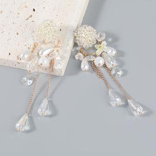 Flower Faux Pearl Alloy Fringed Earring 1 Pair - White - One Size