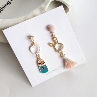 Non-matching Alloy & Tassel Dangle Earring