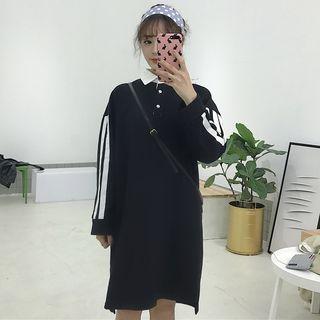 Striped Long Sleeve Polo Shirt Dress