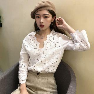 Eyelet Lace 3/4 Sleeve Top